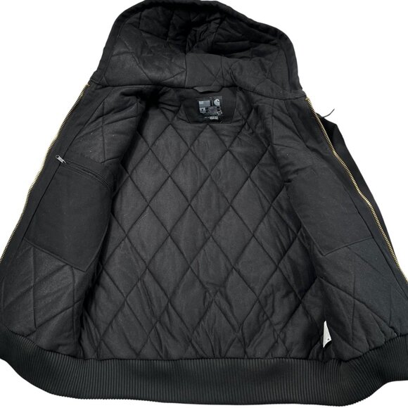 Carhartt Active Jac Loose Fit Firm Duck Quilted Lined Hooded Jacket Black Size M - Picture 2 of 10